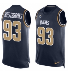 Men's Nike Los Angeles Rams #93 Ethan Westbrooks Limited Navy Blue Player Name & Number Tank Top NFL Jersey