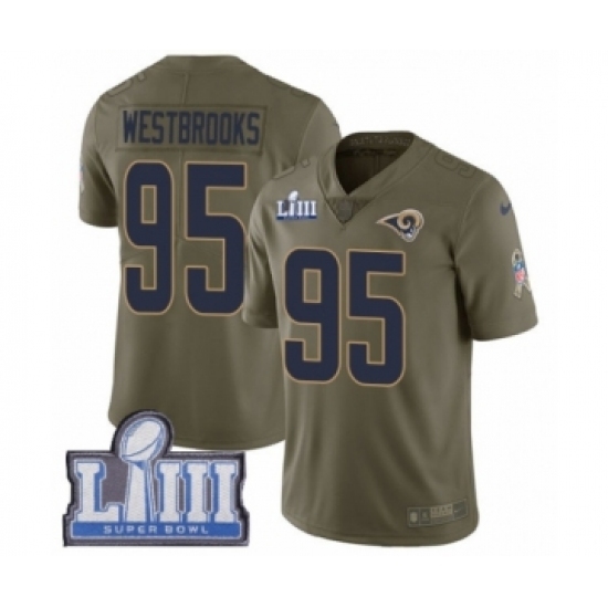 Men's Nike Los Angeles Rams #95 Ethan Westbrooks Limited Olive 2017 Salute to Service Super Bowl LIII Bound NFL Jersey Men's Nike Los Angeles Rams #95 Ethan Westbrooks Limited Olive 2017 Salute to Service Super Bowl LIII Bound NFL Jersey