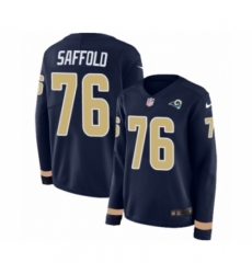 Women's Nike Los Angeles Rams #76 Rodger Saffold Limited Navy Blue Therma Long Sleeve NFL Jersey