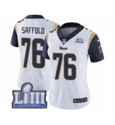 Women's Nike Los Angeles Rams #76 Rodger Saffold White Vapor Untouchable Limited Player Super Bowl LIII Bound NFL Jersey