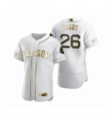 Men's Boston Red Sox #26 Wade Boggs Nike White Authentic Golden Edition Jersey