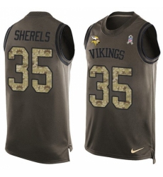 Men's Nike Minnesota Vikings #35 Marcus Sherels Limited Green Salute to Service Tank Top NFL Jersey