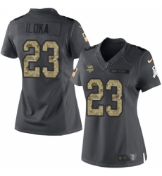 Women's Nike Minnesota Vikings #23 George Iloka Limited Black 2016 Salute to Service NFL Jersey