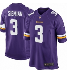 Men's Nike Minnesota Vikings #3 Trevor Siemian Game Purple Team Color NFL Jersey