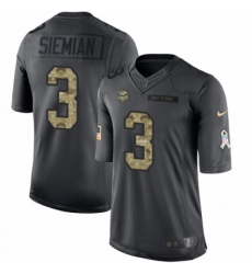Men's Nike Minnesota Vikings #3 Trevor Siemian Limited Black 2016 Salute to Service NFL Jersey
