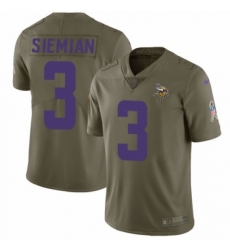 Men's Nike Minnesota Vikings #3 Trevor Siemian Limited Olive 2017 Salute to Service NFL Jersey