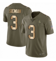 Men's Nike Minnesota Vikings #3 Trevor Siemian Limited Olive/Gold 2017 Salute to Service NFL Jersey