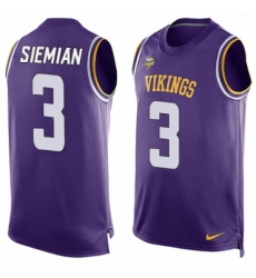 Men's Nike Minnesota Vikings #3 Trevor Siemian Limited Purple Player Name & Number Tank Top NFL Jersey