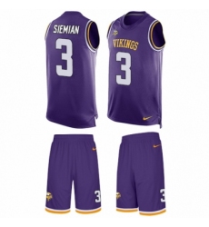 Men's Nike Minnesota Vikings #3 Trevor Siemian Limited Purple Tank Top Suit NFL Jersey