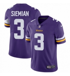 Men's Nike Minnesota Vikings #3 Trevor Siemian Purple Team Color Vapor Untouchable Limited Player NFL Jersey
