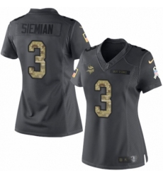 Women's Nike Minnesota Vikings #3 Trevor Siemian Limited Black 2016 Salute to Service NFL Jersey