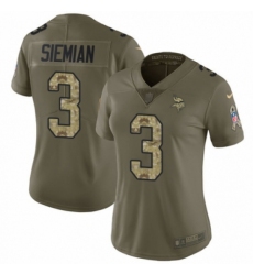 Women's Nike Minnesota Vikings #3 Trevor Siemian Limited Olive/Camo 2017 Salute to Service NFL Jersey