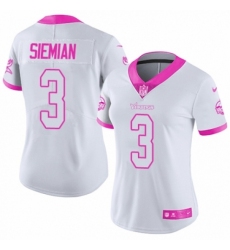 Women's Nike Minnesota Vikings #3 Trevor Siemian Limited White/Pink Rush Fashion NFL Jersey