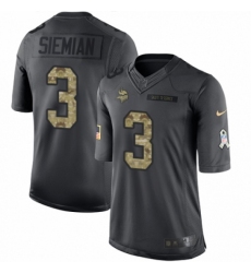 Youth Nike Minnesota Vikings #3 Trevor Siemian Limited Black 2016 Salute to Service NFL Jersey