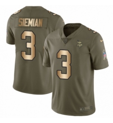 Youth Nike Minnesota Vikings #3 Trevor Siemian Limited Olive/Gold 2017 Salute to Service NFL Jersey