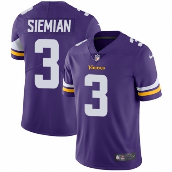 Youth Nike Minnesota Vikings #3 Trevor Siemian Purple Team Color Vapor Untouchable Limited Player NFL Jersey Youth Nike Minnesota Vikings #3 Trevor Siemian Purple Team Color Vapor Untouchable Limited Player NFL Jersey