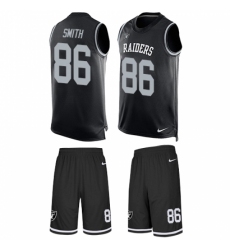 Men's Nike Oakland Raiders #86 Lee Smith Limited Black Tank Top Suit NFL Jersey
