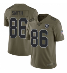 Youth Nike Oakland Raiders #86 Lee Smith Limited Olive 2017 Salute to Service NFL Jersey