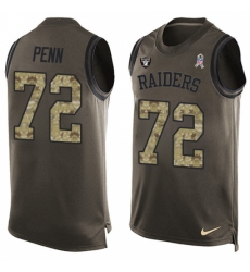 Men's Nike Oakland Raiders #72 Donald Penn Limited Green Salute to Service Tank Top NFL Jersey