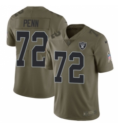 Men's Nike Oakland Raiders #72 Donald Penn Limited Olive 2017 Salute to Service NFL Jersey