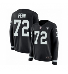 Women's Nike Oakland Raiders #72 Donald Penn Limited Black Therma Long Sleeve NFL Jersey