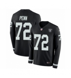 Youth Nike Oakland Raiders #72 Donald Penn Limited Black Therma Long Sleeve NFL Jersey