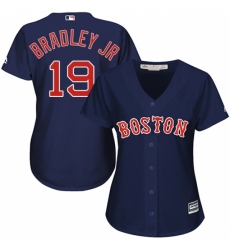 Women's Majestic Boston Red Sox #19 Jackie Bradley Jr Replica Navy Blue Alternate Road MLB Jersey