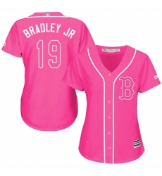 Women's Majestic Boston Red Sox #19 Jackie Bradley Jr Replica Pink Fashion MLB Jersey