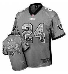 Men's Nike Oakland Raiders #24 Marshawn Lynch Elite Grey Drift Fashion NFL Jersey