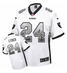 Men's Nike Oakland Raiders #24 Marshawn Lynch Elite White Drift Fashion NFL Jersey