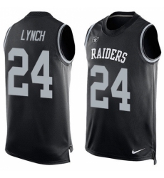 Men's Nike Oakland Raiders #24 Marshawn Lynch Limited Black Player Name & Number Tank Top NFL Jersey