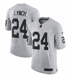 Men's Nike Oakland Raiders #24 Marshawn Lynch Limited Gray Gridiron II NFL Jersey