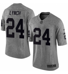 Men's Nike Oakland Raiders #24 Marshawn Lynch Limited Gray Gridiron NFL Jersey