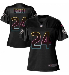 Women's Nike Oakland Raiders #24 Marshawn Lynch Game Black Fashion NFL Jersey