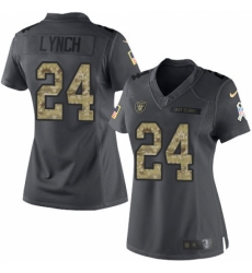 Women's Nike Oakland Raiders #24 Marshawn Lynch Limited Black 2016 Salute to Service NFL Jersey