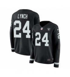 Women's Nike Oakland Raiders #24 Marshawn Lynch Limited Black Therma Long Sleeve NFL Jersey