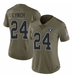 Women's Nike Oakland Raiders #24 Marshawn Lynch Limited Olive 2017 Salute to Service NFL Jersey