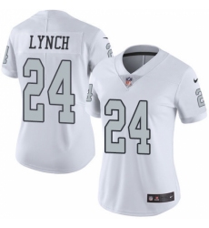 Women's Nike Oakland Raiders #24 Marshawn Lynch Limited White Rush Vapor Untouchable NFL Jersey