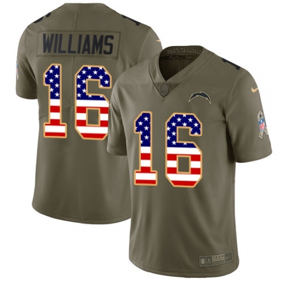 Men's Nike Los Angeles Chargers #16 Tyrell Williams Limited Olive/USA Flag 2017 Salute to Service NFL Jersey Men's Nike Los Angeles Chargers #16 Tyrell Williams Limited Olive/USA Flag 2017 Salute to Service NFL Jersey