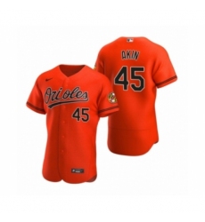Men's Baltimore Orioles #45 Keegan Akin Nike Orange Authentic Alternate Jersey