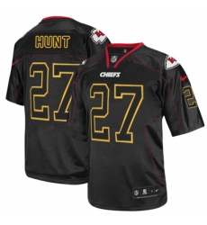 Men's Nike Kansas City Chiefs #27 Kareem Hunt Elite Lights Out Black NFL Jersey