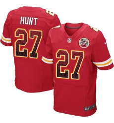 Men's Nike Kansas City Chiefs #27 Kareem Hunt Elite Red Home Drift Fashion NFL Jersey
