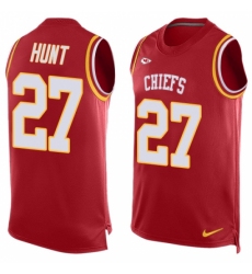 Men's Nike Kansas City Chiefs #27 Kareem Hunt Limited Red Player Name & Number Tank Top NFL Jersey