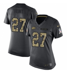 Women's Nike Kansas City Chiefs #27 Kareem Hunt Limited Black 2016 Salute to Service NFL Jersey