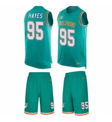 Men's Nike Miami Dolphins #95 William Hayes Limited Aqua Green Tank Top Suit NFL Jersey