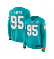 Women's Nike Miami Dolphins #95 William Hayes Limited Aqua Therma Long Sleeve NFL Jersey