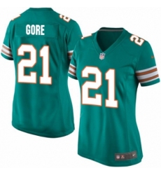 Women's Nike Miami Dolphins #21 Frank Gore Game Aqua Green Alternate NFL Jersey