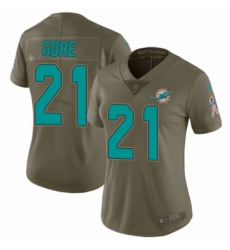 Women's Nike Miami Dolphins #21 Frank Gore Limited Olive 2017 Salute to Service NFL Jersey