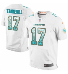 Men's Nike Miami Dolphins #17 Ryan Tannehill Elite White Road Drift Fashion NFL Jersey