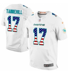 Men's Nike Miami Dolphins #17 Ryan Tannehill Elite White Road USA Flag Fashion NFL Jersey